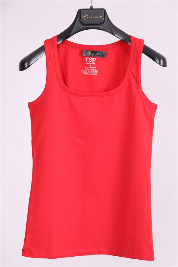 T-ShirtKırmızı Kalın Askılı Pamuk Slim Fit  Atlet  T-ShirtACLASSICS
