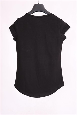 T-ShirtGri Siyah V Yaka Cep Detaylı Yarım Kollu Slim Fit Pamuk 2'li Paket T-ShirtACLASSICS