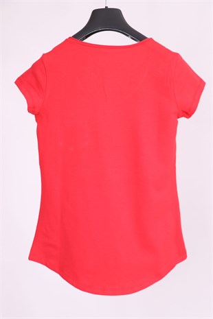 T-ShirtKırmızı Siyah V Yaka Cep Detaylı Yarım Kollu Slim Fit Pamuk 2'li Paket T-ShirtACLASSICS