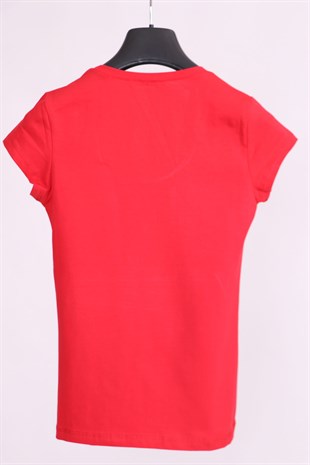T-ShirtKırmızı U Yaka Yarım Kollu Pamuk Slim Fit T-ShirtACLASSICS